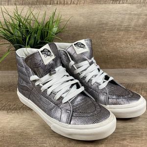 Vans RARE Silver Metallic Crocodile Sk8 Hi Shoes Skate Sneaker Womens 7.5 Mens 6